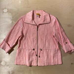 Ruby Rd. Pink Crinkle Zip-Front Utility Jacket 10P (QW)